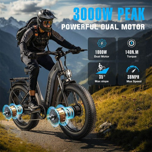 FENGQS H2 Pro -sähköpyörä, 2*1000 W moottori, 52 V 20 Ah