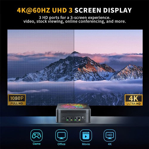 RUPA HSI-100MINI Mini PC, Intel N100 4 ydintä, enintään 3,4 GHz, 12 Gt RAM, 512 Gt SSD