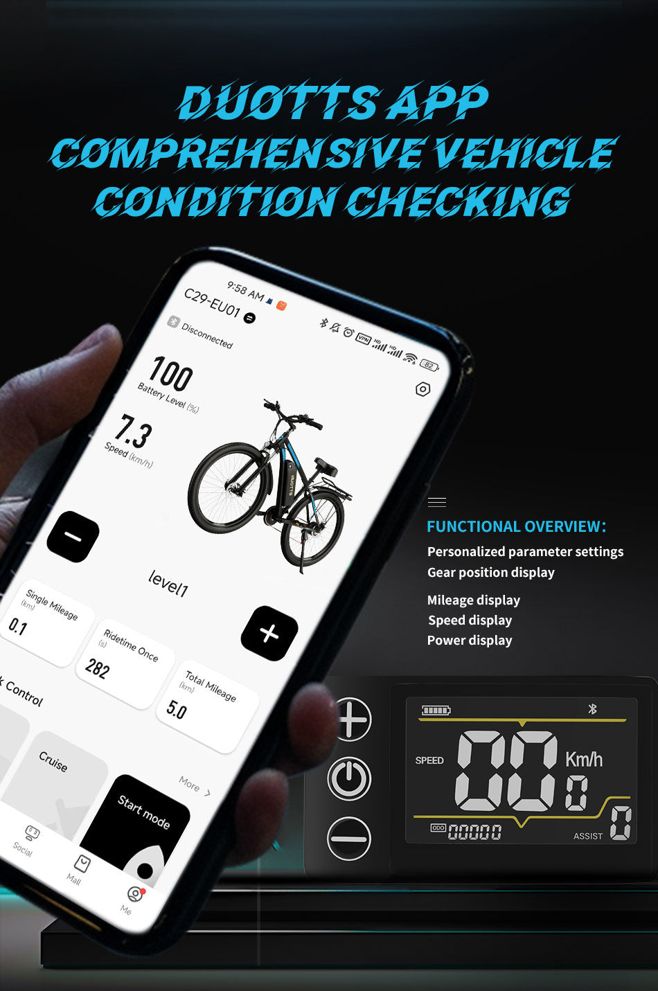 DUOTTS C29 PRO sähköpyörä 50 km/h 