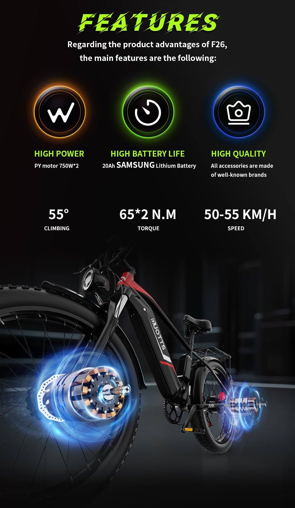 DUOTTS F26 PRO 750 W*2 sähköpyörä