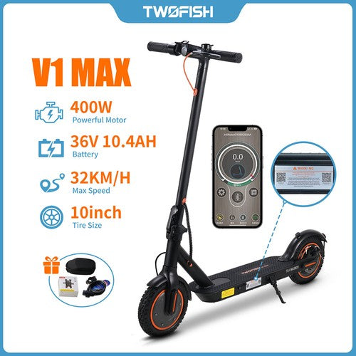 TWOFISH V1 MAX sähköpotkulauta, 400 W moottori