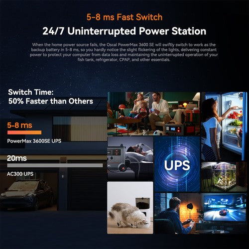 Oscal PowerMax 3600SE -kannettava voimalaitos, 3600 Wh