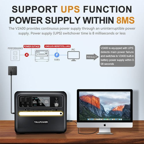 TALLPOWER V2400 -voimalaitos 2160 Wh LiFePo4-aurinkogeneraattori