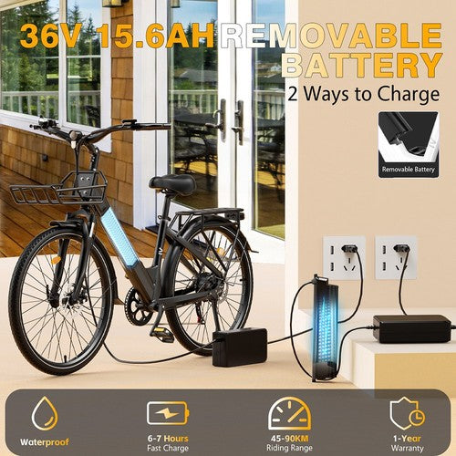 E·Bycco V1 sähköpyörä, 250 W moottori, 36 V 15,6 Ah
