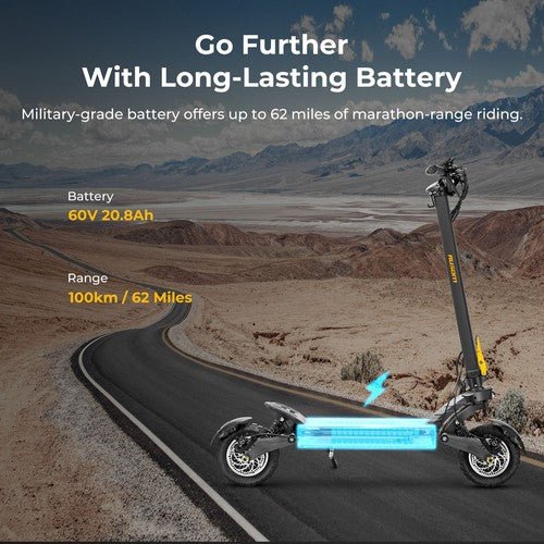 Ausom F1 Max sähköpotkulauta, 2 * 1400 W moottori, 60 V 20,8 Ah