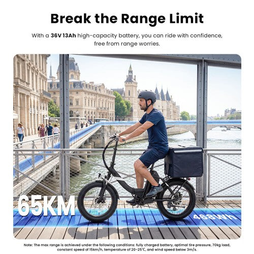 Touroll S3 Step-Thru -sähköpyörä, 250 W moottori, 36 V 13 Ah