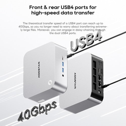 AOOSTAR MACO Mini PC, AMD Ryzen 7 Pro 6850H 8 ydintä, maks. 4,7 GHz, 24 Gt LPDDR5 RAM, 1 Tt SSD