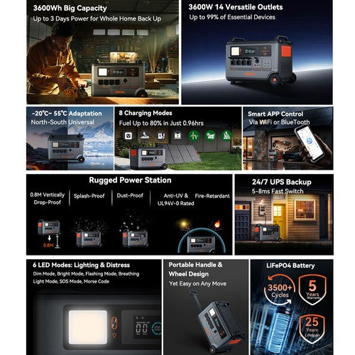 Oscal PowerMax 3600SE -kannettava voimalaitos, 3600 Wh