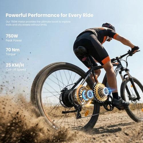 Touroll U2 Pro sähköpyörä, 750 W:n maksimiteho moottorilla, 48 V 15 Ah