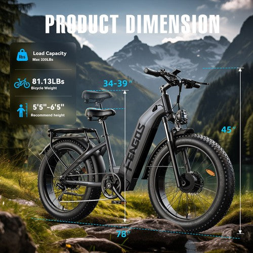 FENGQS H2 Pro -sähköpyörä, 2*1000 W moottori, 52 V 20 Ah