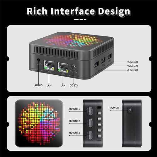 RUPA HSI-100MINI Mini PC, Intel N100 4 ydintä, enintään 3,4 GHz, 12 Gt RAM, 512 Gt SSD