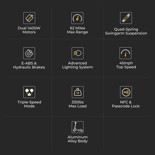Ausom F1 Max sähköpotkulauta, 2 * 1400 W moottori, 60 V 20,8 Ah