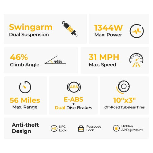 Ausom L2 Max sähköpotkulauta, 1000 W moottori, 48 V 20,8 Ah