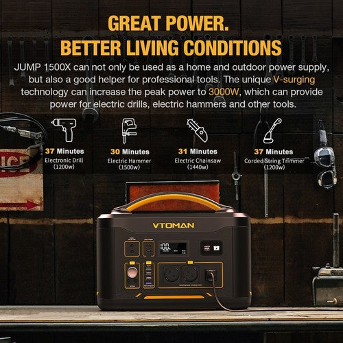 VTOMAN JUMP 1500X kannettava virtalähde, 828Wh