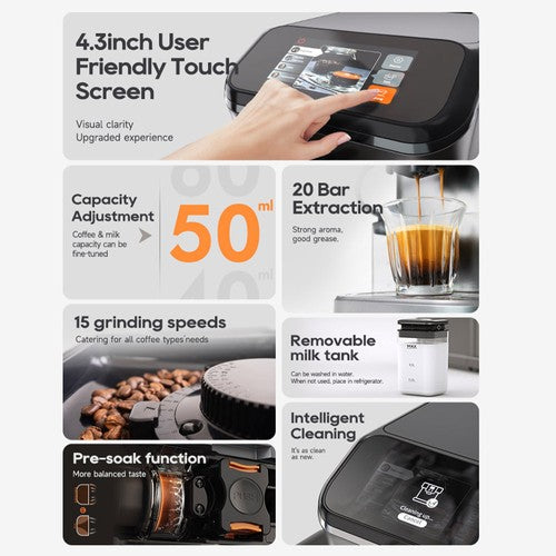 HiBREW H16 automaattinen espressokone jauhimella, 20 Bar
