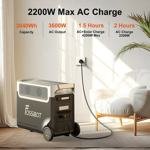 FOSSiBOT F3600 Pro kannettava virtalähde, 3840 Wh LiFePO4-akku, maks. 11520 Wh laajennuskapasiteetti, 3600 W
