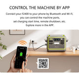 FOSSiBOT F2400 kannettava voimalaitos, 2048 Wh LiFePO4-akku, 2400 W:n tehoinen aurinkogeneraattori