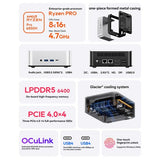 AOOSTAR MACO Mini PC, AMD Ryzen 7 Pro 6850H 8 ydintä, maks. 4,7 GHz, 24 Gt LPDDR5 RAM, 1 Tt SSD