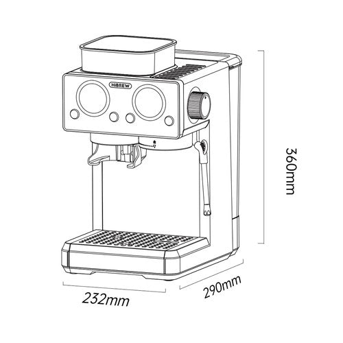 HiBREW H20 -kahvinkeitin, jossa sisäänrakennettu jauhin, kaksois-kuuma- ja kylmäuutto