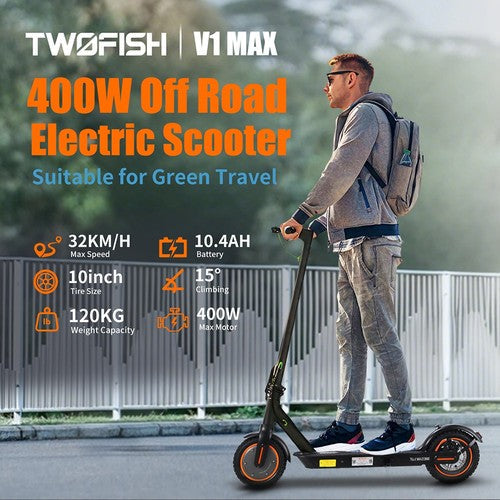 TWOFISH V1 MAX sähköpotkulauta, 400 W moottori
