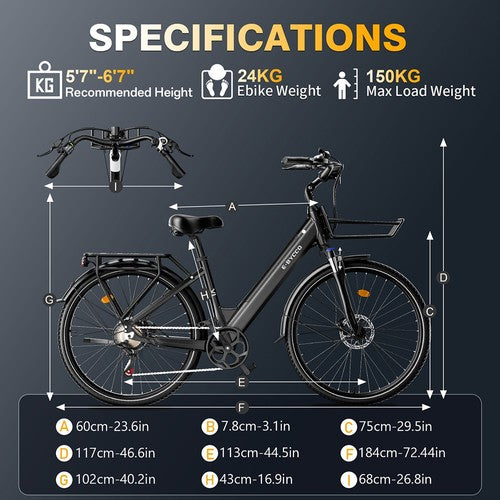 E·Bycco V1 sähköpyörä, 250 W moottori, 36 V 15,6 Ah