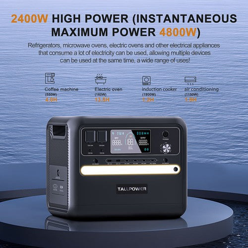 TALLPOWER V2400 -voimalaitos 2160 Wh LiFePo4-aurinkogeneraattori