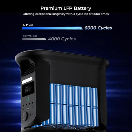 Ampace Andes 1500 kannettava voimalaitos, 1462 Wh LiFePO4, 2400 W