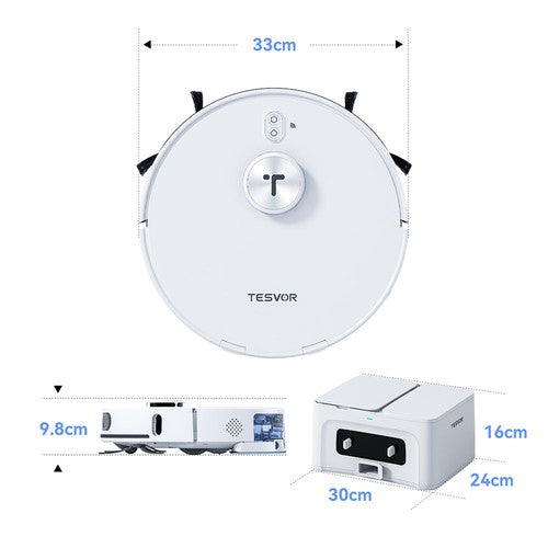 Tesvor S8 Max robotti-imuri, 3-in-1-imuri/lakaisu-/moppilaite, 8000Pa