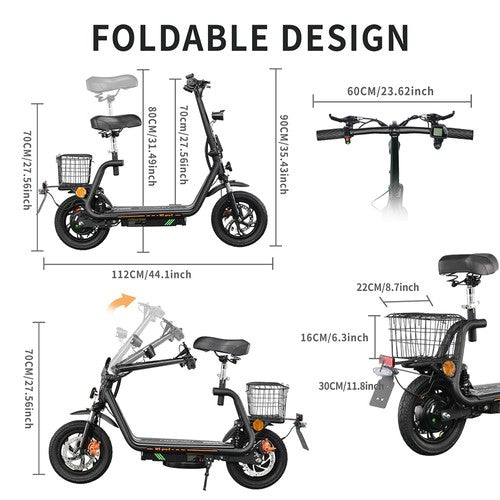 TWOFISH M5 PRO-E sähköpotkulauta istuimella ja takakorilla, 500W