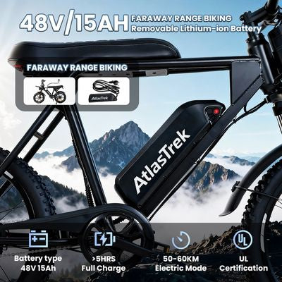 AtlasTrek V8 Max -sähköpyörä 48V 15Ah 500W