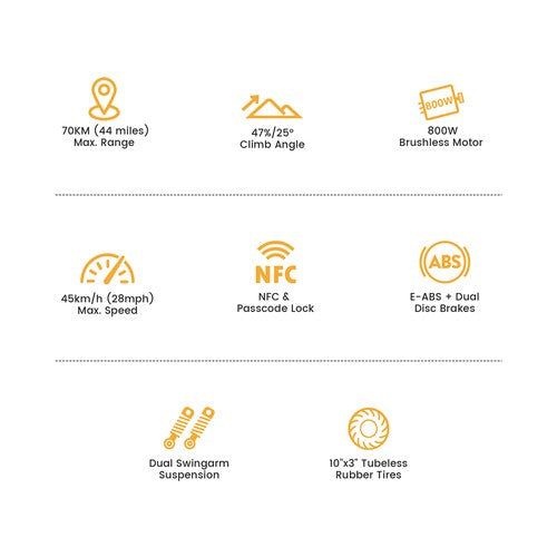 Ausom L1 sähköpotkulauta, 800 W moottori, 48 V 15,6 Ah